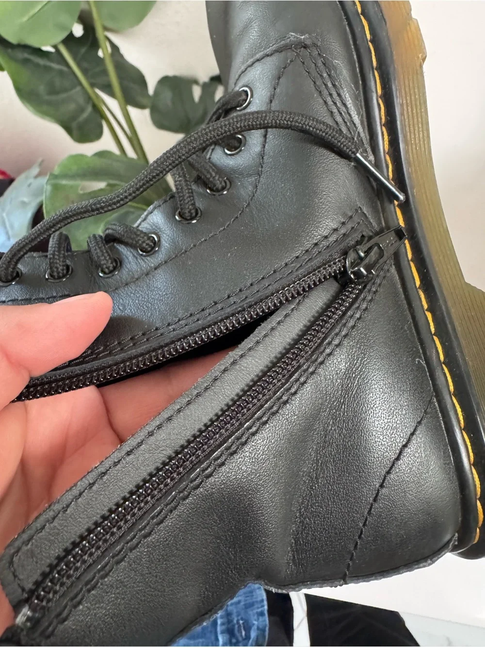 Dr. Martens Delaney Black Leather Lace-Up Boots in Size 2 youth Back to Class